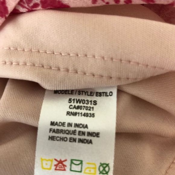 RD Style Pink Print Sheer Long Sleeve Smocked Waist Mini Dress size Large - Picture 10 of 12